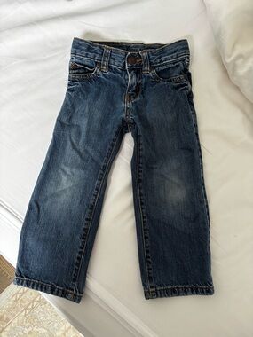 Janie and Jack Blue Denim Jeans with Brown Leather Patch